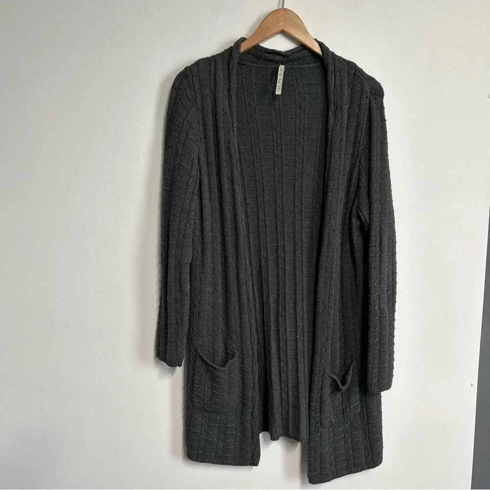 Leo‎ & Nicole Women’s Large Long Line Gray Open Front Sweater Angora Blend Boho